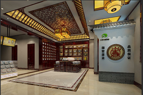 成县古朴典雅的中式茶叶店大堂设计效果图